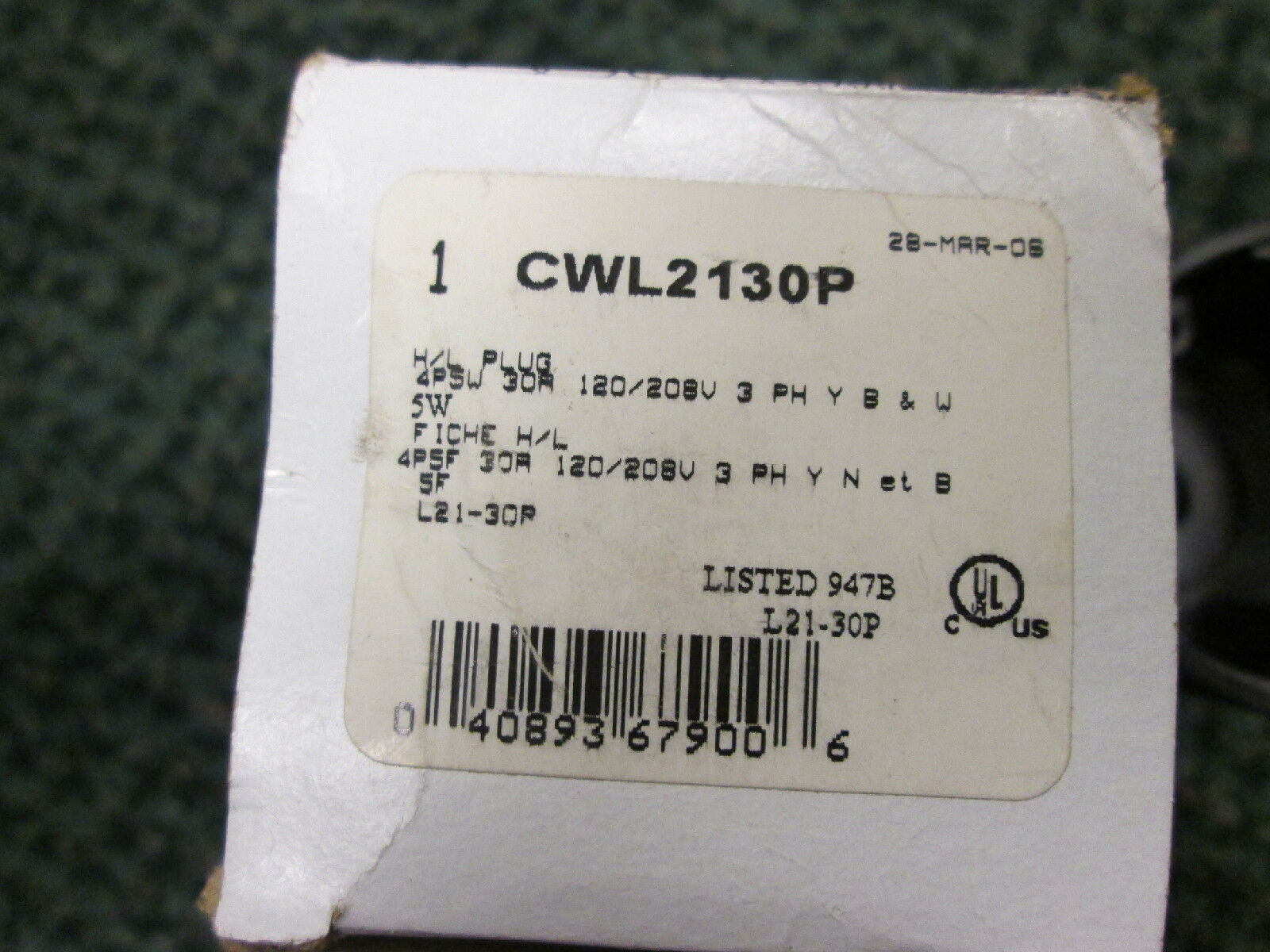 Cooper Plug CWL2130P, New Surplus