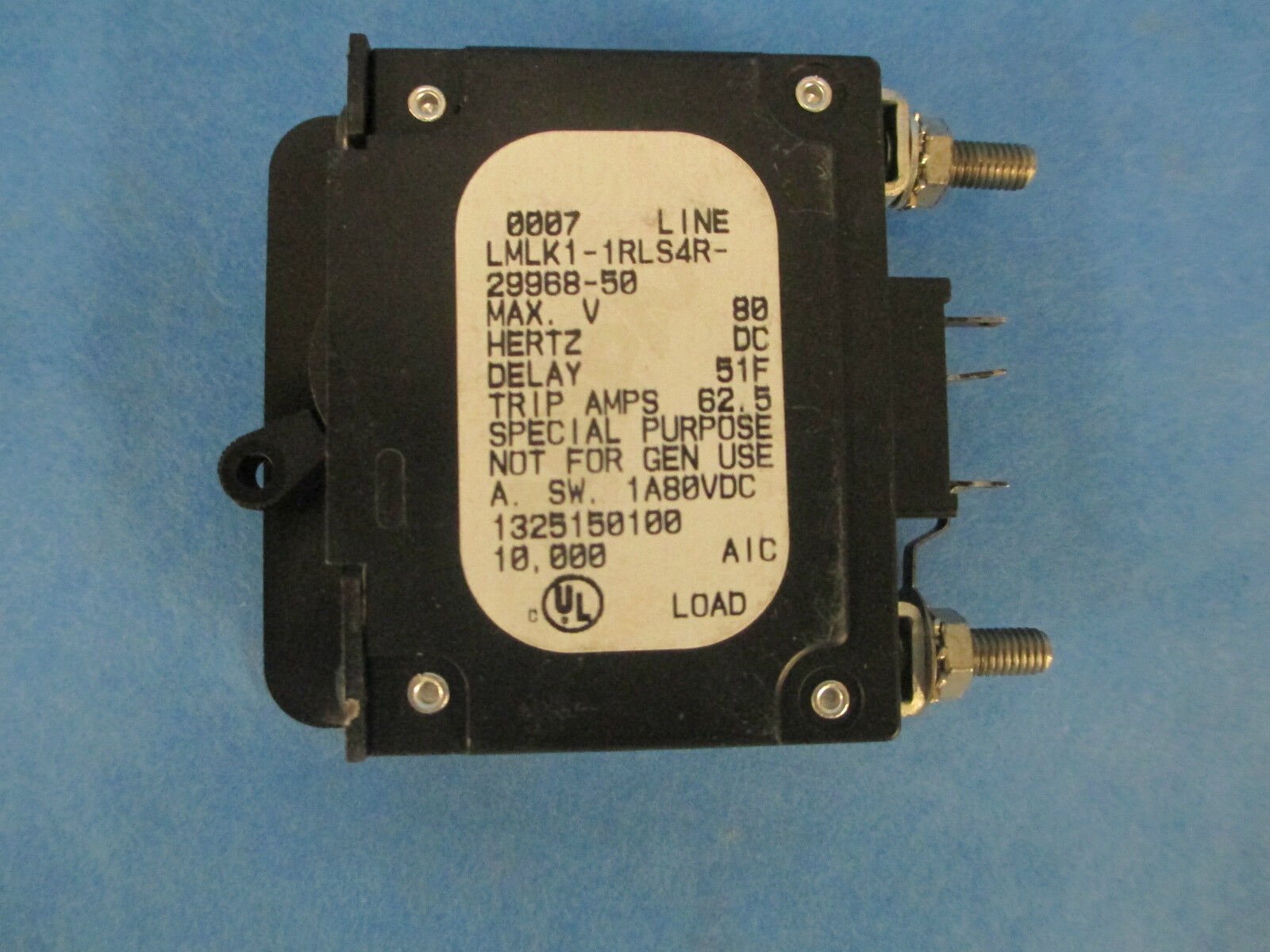 Airpax Circuit Breaker LMLK1-1RLS4R-29968-50, 50A 80V