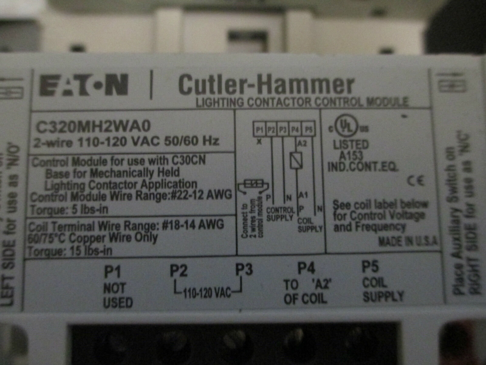 Cutler-Hammer Lighting Contactor ECC04C1H8A, 30A 8P, New Surplus