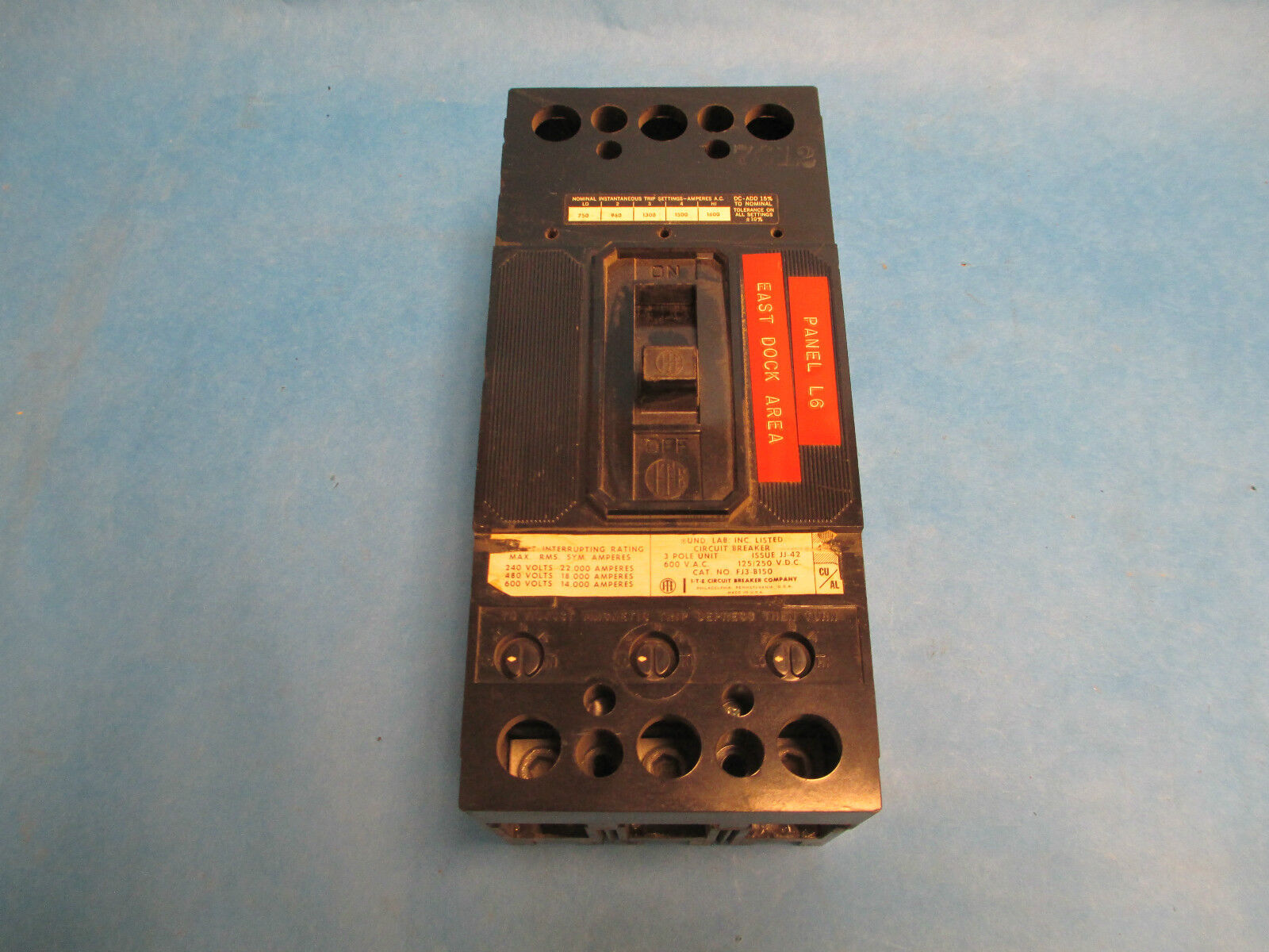 ITE Circuit Breaker FJ3-B150, 150A 600V 3 Pole