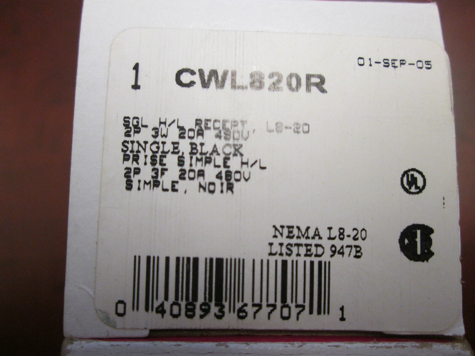 Cooper Receptacle CWL820R Lot of 3 New Surplus