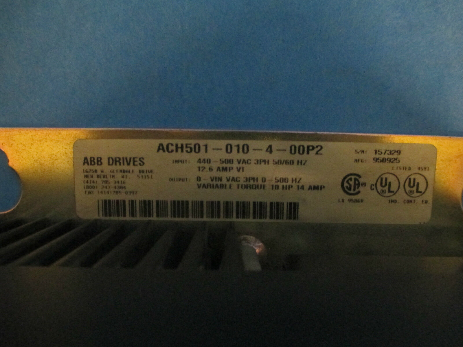 ABB AC Drive ACH501-010-4-00P2 10HP 3Ph Used