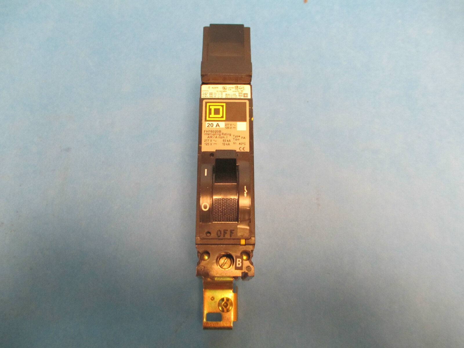 Square D I-Line Circuit Breaker FH16020B, 20A 277V B Phase