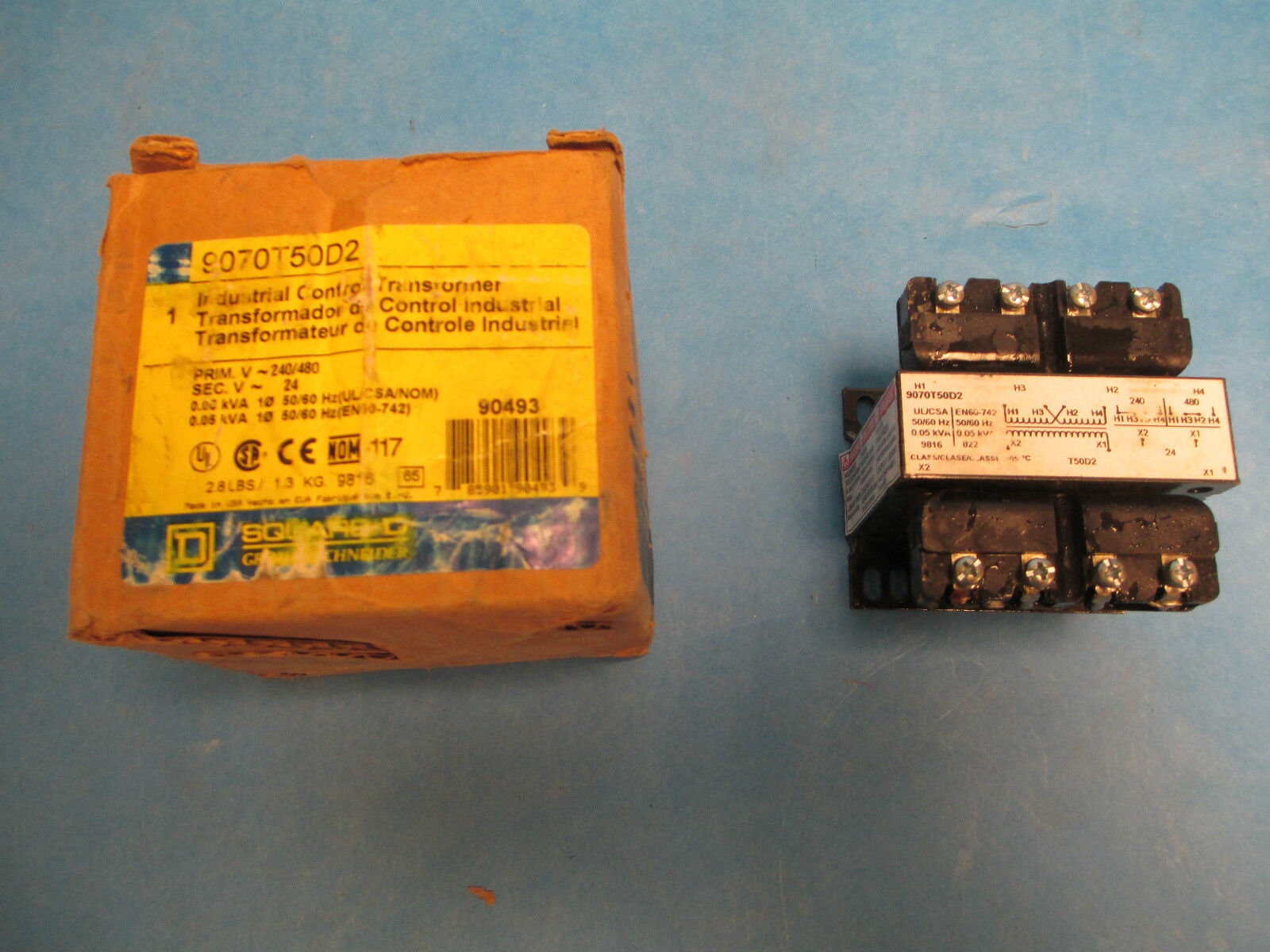 Square D Control Transformer 9070T50D2, .050KVA 240/480-24V, New in Box!!!