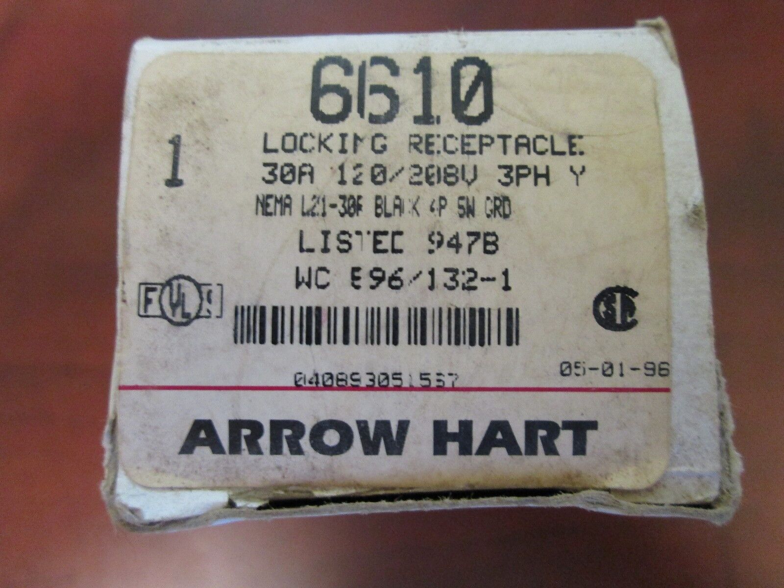 Arrow Hart Receptacle 6610 30 A 120/208 V 3 Ph 4 Pole 5 Wire