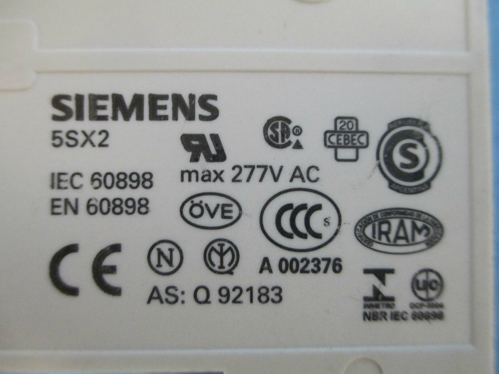 Siemens Circuit Breaker 5SX21 C25, 1P 25A 230/400V