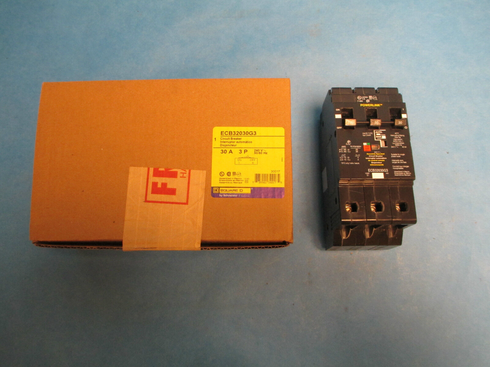 Square D Circuit Breaker ECB32030G3, 30A 240V 3P, New in Box!!!