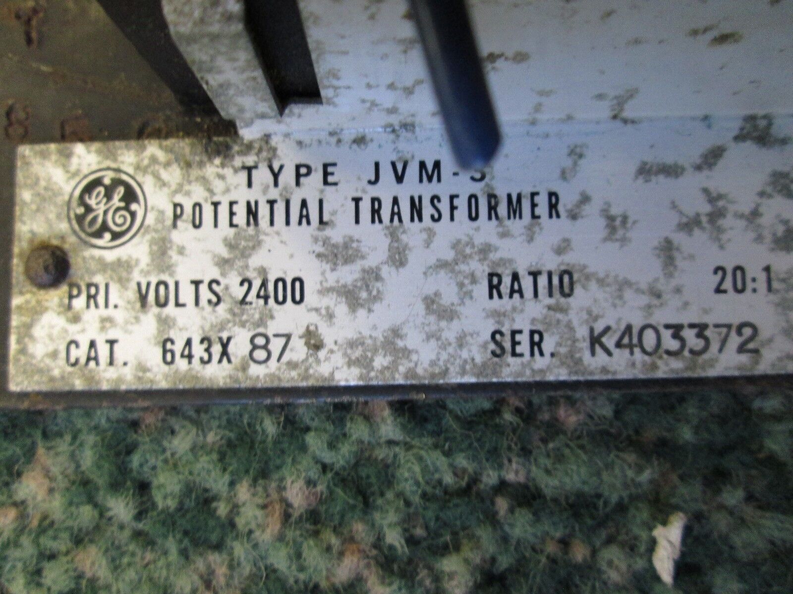 GE JVM-3 Potential Transformer 643X87 Pri 2400 V Ratio: 20:1 750 VA