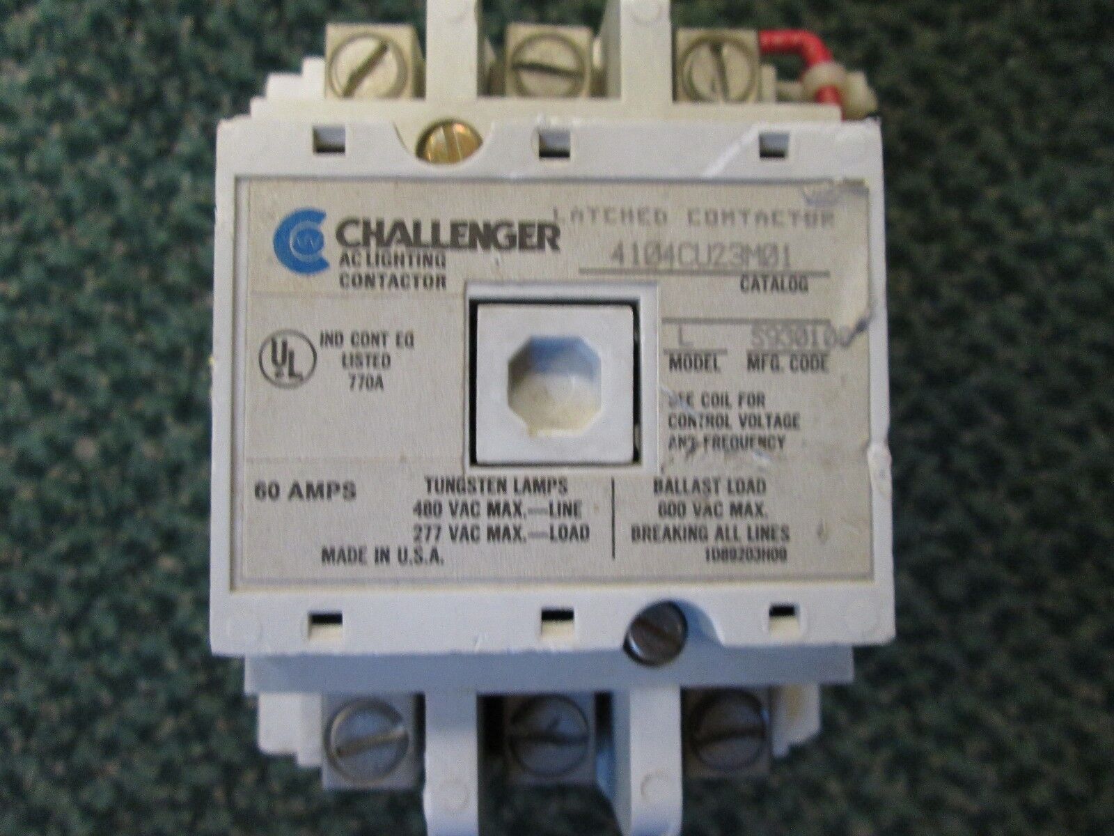 Challenger AC Lighting Contactor 4104CU23M01 60 A 600 V 120 V coil